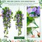 2 Pcs Artificial Fake Hanging Flowers Plants 41'' Faux Silk Petunia UV Resistant